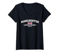 Donna Manchester England Maglietta con Collo a V