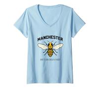 Donna Manchester Worker Bee Non Guardare Indietro con Rabbia Maglietta con Collo a V