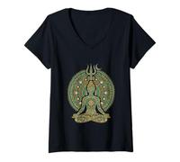 Donna Mandala Meditazione Spirituale DOT Art Maglietta con Collo a V