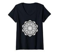 Donna Mandala Sacra Geometria Geometrica Modello Tatuaggio Flash Maglietta con Collo a V