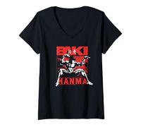 Donna Manga Anime Baki Hanma Praying Mantis Stance The Grappler Maglietta con Collo a V