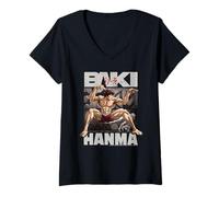 Donna Manga Anime Baki Hanma The Ramppler Praying Mantis Stance Maglietta con Collo a V