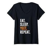 Donna Mangia Il Sonno Yeet Ripeti Maglietta con Collo a V