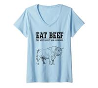 Donna Mangia Manzo L'Occidente Non è Stato Vinto sulle insalate Maglietta con Collo a V