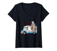 Donna Mangia Tacos Costume con Divertente Sam per Gli Amanti del Camion di Cibo Maglietta con Collo a V