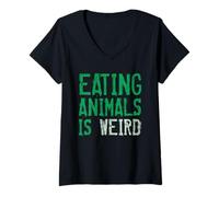 Donna Mangiare animali è strano vegano vegetariano a base vegetale Maglietta con Collo a V