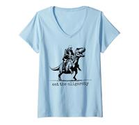 Donna Mangiare l'oligarchia - Bernie Sanders in Sella a Un T-Rex Maglietta con Collo a V