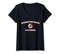 Donna Manhattan Beach California (California) Maglietta con Collo a V