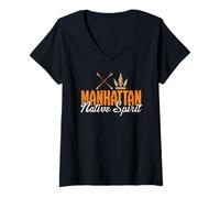 Donna Manhattan Native Tee Arrows Feather Spirit Art Donne Uomini Maglietta con Collo a V
