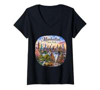 Donna Manhattan, New York City, Central Park, Broadway Maglietta con Collo a V