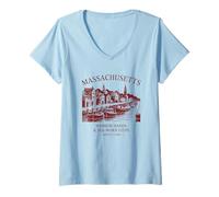 Donna Mani del porto del Massachusetts & Passi indossati dal mare Maglietta con Collo a V