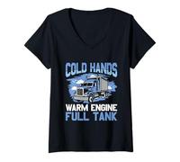 Donna Mani Fredde Caldo Motore Serbatoio Pieno - Ice Road Trucker Maglietta con Collo a V