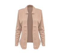 Donna Manica Lunga Blazer Anteriore Aperto Breve Blazer Tinta unita Revers Giacca Anteriore Aperto Drappeggiato Duster Vest Giacca Lunga con Tasche, gold, 3XL