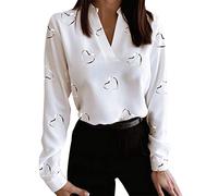 Donna Manica Lunga Bluse Collo a v Elegante Camicie Estate Basic Camicetta Aderente Stampa Top Curvy Long Sleeve Shirt Tunica Taglie Forti Maglietta Camicie Donna Particolari Eleganti