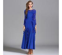 Donna Manica Lunga Swing Danza Abito Moderno Valzer Professionale Ballo per la