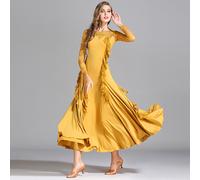 Donna Manica Lunga Swing Danza Abito Moderno Valzer Professionale Ballo per la