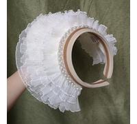 Donna Mantella a Strati Rete Balze Largo con Falda Cappelli Perline Decorazione