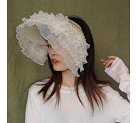 Donna Mantella a Strati Rete Increspatura Largo con Falda Cappelli Perline Decor