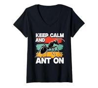 Donna Mantenimento delle Formiche Keep Calm And Ant On Maglietta con Collo a V