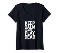 Donna Mantieni la Calma e Gioca a Dead Funny Gamer Humor Maglietta con Collo a V