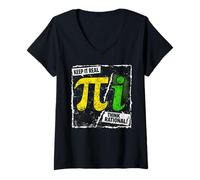 Donna Mantienilo Reale Pensa a Rational Pi Math Graphic Maglietta con Collo a V