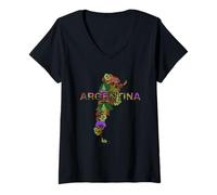 Donna Mappa Botanica dell'Argentina - Souvenir di Buenos Aires Maglietta con Collo a V