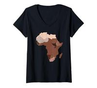 Donna Mappa dei Toni della Pelle in Africa Maglietta con Collo a V