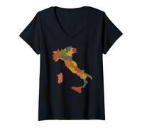 Donna Mappa Dell'Italia Italia Mappa Regionale Italia Orgoglio Maglietta con Collo a V