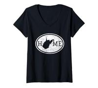 Donna Mappa - West Virginia Maglietta con Collo a V