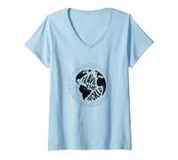 Donna Mappamondo vintage Travel The World Maglietta con Collo a V