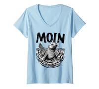 Donna Mar Baltico Mare del Nord Moin Maglietta con Collo a V