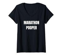 Donna Marathon Pooper Champion Funny Award Tees And Mugs Dad Jokes Maglietta con Collo a V