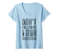 Donna Marathon Runner Don't Follow Me Corro Maratone Corsa Maglietta con Collo a V