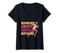 Donna Maratoneta Running Away from Nothing Maglietta con Collo a V