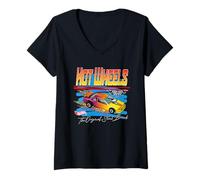 Donna Marca acrobatica Originale Vintage degli Anni '90 Hot Wheels Maglietta con Collo a V