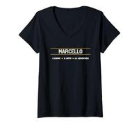 Donna MARCELLO - L'uomo, Il Mito, La Leggenda | Nome Di Battesimo Maglietta con Collo a V