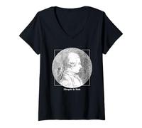 Donna Marchese de Sade Scrittore Francese Filosofo Libertino Maglietta con Collo a V
