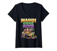 Donna Mardi Gras Boss Carnival Party Mardi Grass Parade Maglietta con Collo a V