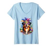 Donna Mardi Gras Hovawart Cane Maglietta con Collo a V