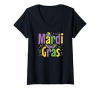 Donna Mardi Gras in Stile New Orleans Maglietta con Collo a V