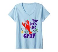 Donna Mardi Gras Lets Get Cray Crawfish It Ain't Gonna Suck Itself Maglietta con Collo a V