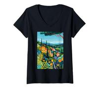 Donna Maremma Art Italia Estetica Maglietta con Collo a V