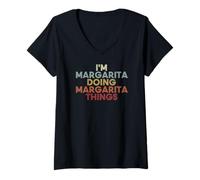 Donna Margarita Name Margarita Personalized Name First Given Maglietta con Collo a V