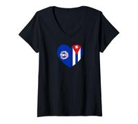 Donna Mariana Islands And Cuba Flags: Heart Shaped Unity Maglietta con Collo a V