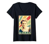 Donna Marie-Curie, Colori Vintage Maglietta con Collo a V