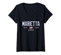 Donna Marietta Georgia Field/Marietta GA Maglietta con Collo a V