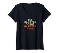 Donna Marietta Name Marietta Personalized Name First Given Maglietta con Collo a V