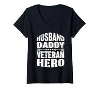 Donna Marito papà Veterano Eroe Veterano Veteran Memorial Day Veterani Maglietta con Collo a V