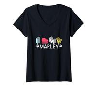 Donna Marley Nome Cane Personalizzato Marley Pet Lover Maglietta con Collo a V