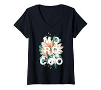 Donna Marocco Floral Design Marocchino Heritage Maglietta con Collo a V